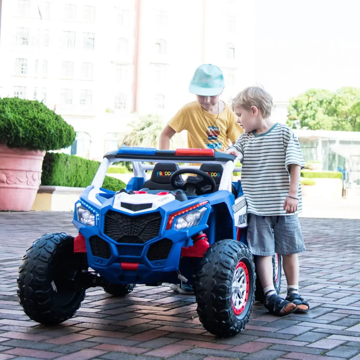 24V 4x4 Freddo Storm Police UTV 2-Seater for Kids with Lights & Sirens for Action-Packed Adventures - Image 2