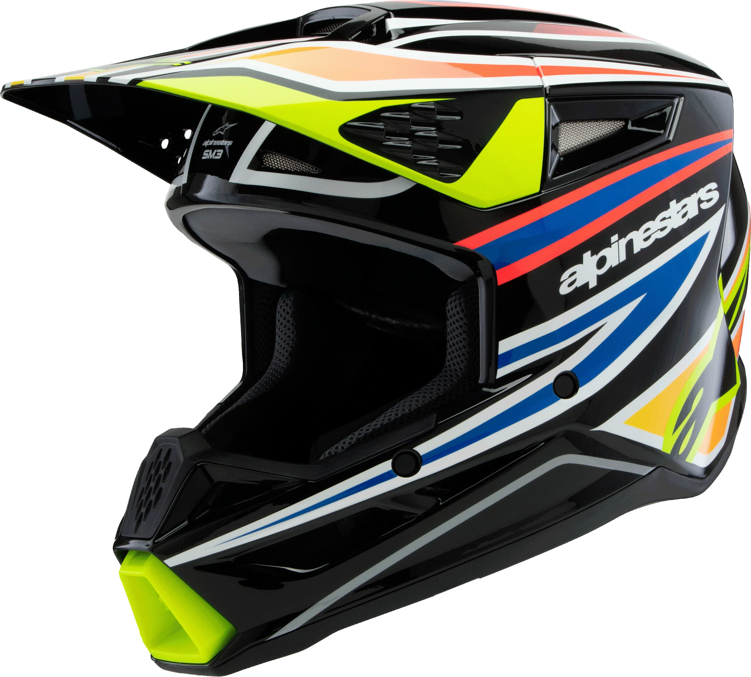 Sm3 Youth Wurx Helmet Blk/Ylw Fluo/Blue/Red Ys