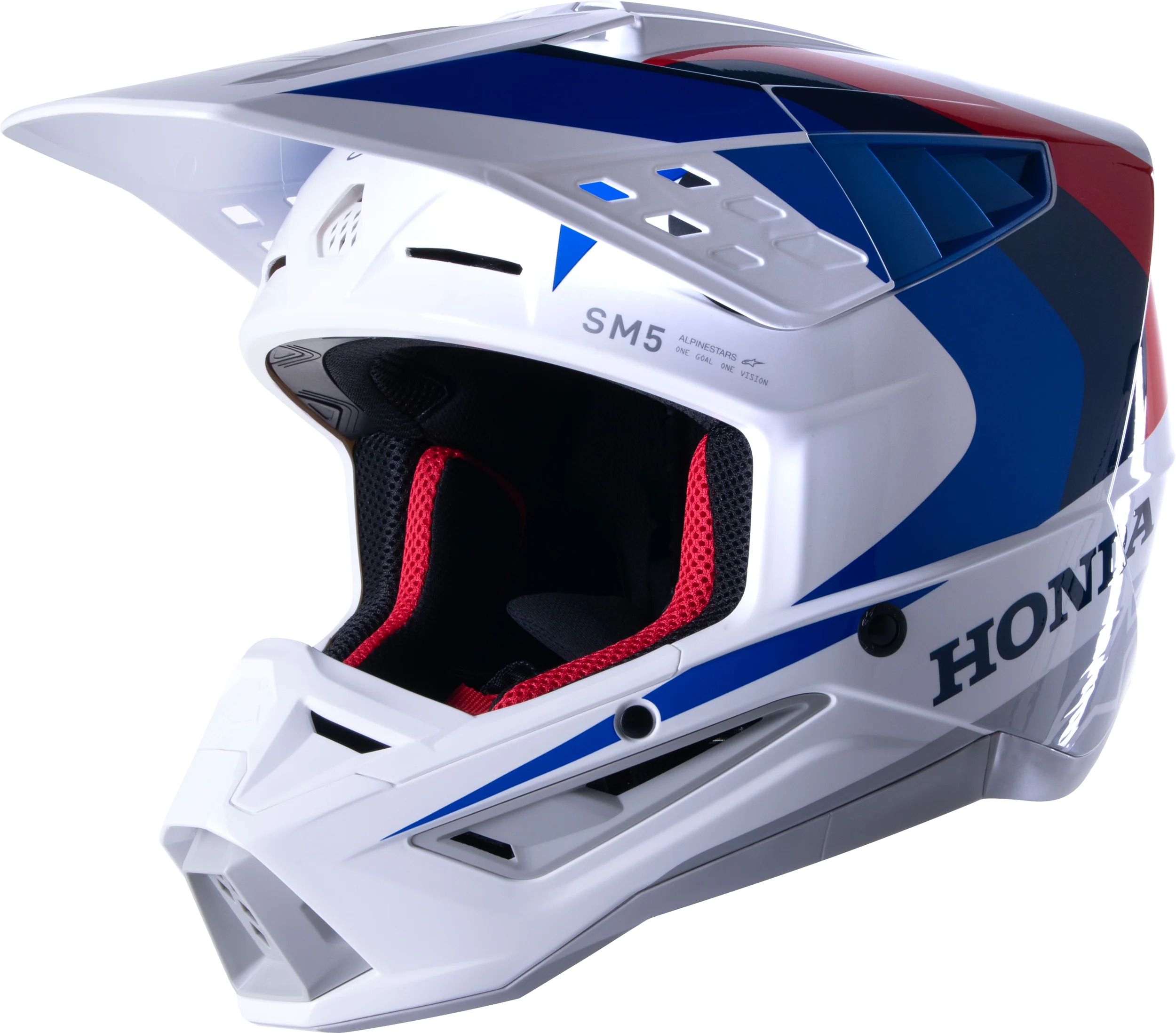 Honda S-M5 Helmet White/Blue/Red Glossy Md