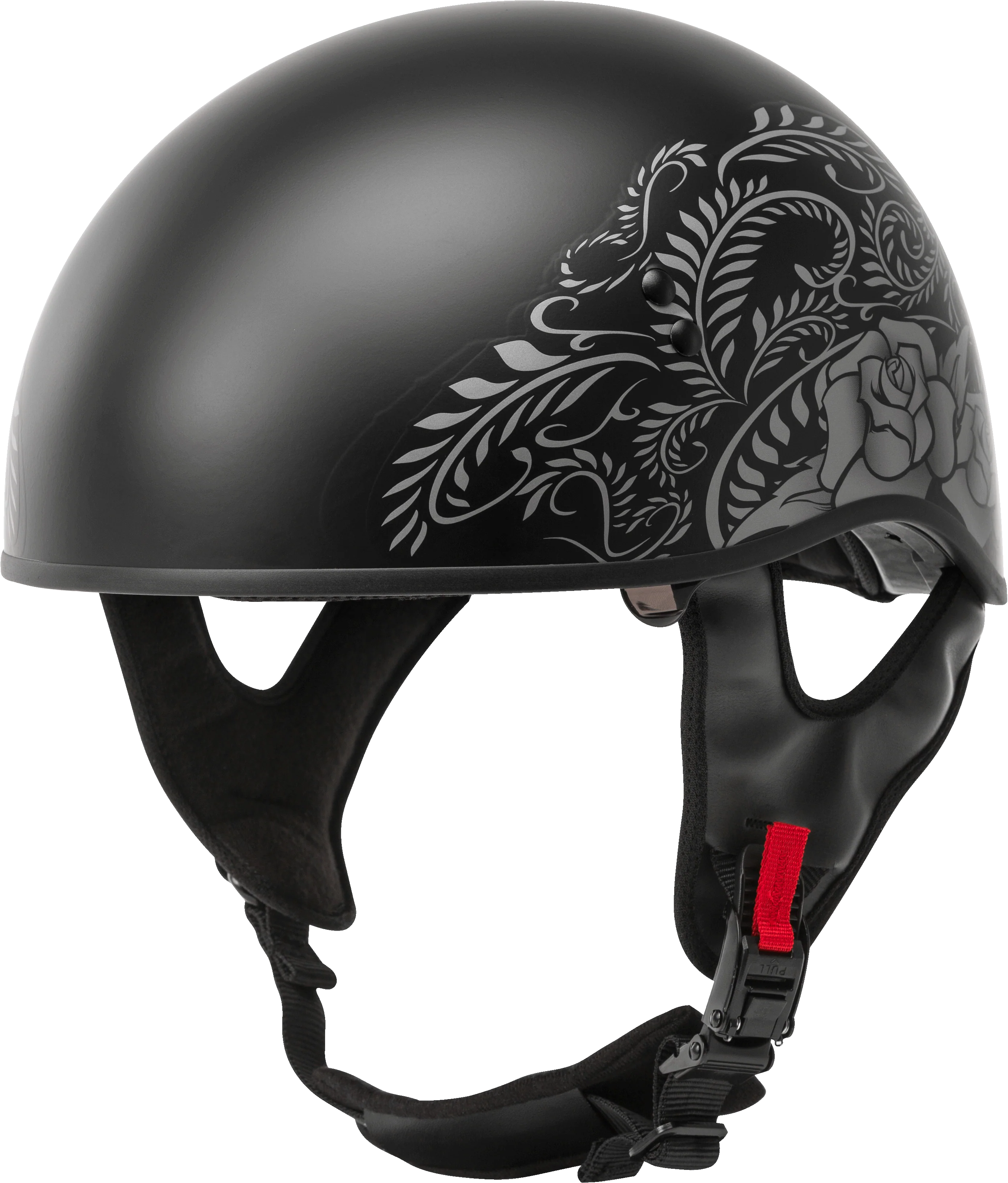 Hh-65 Half Helmet Rose Naked Matte Black/Silver Xl
