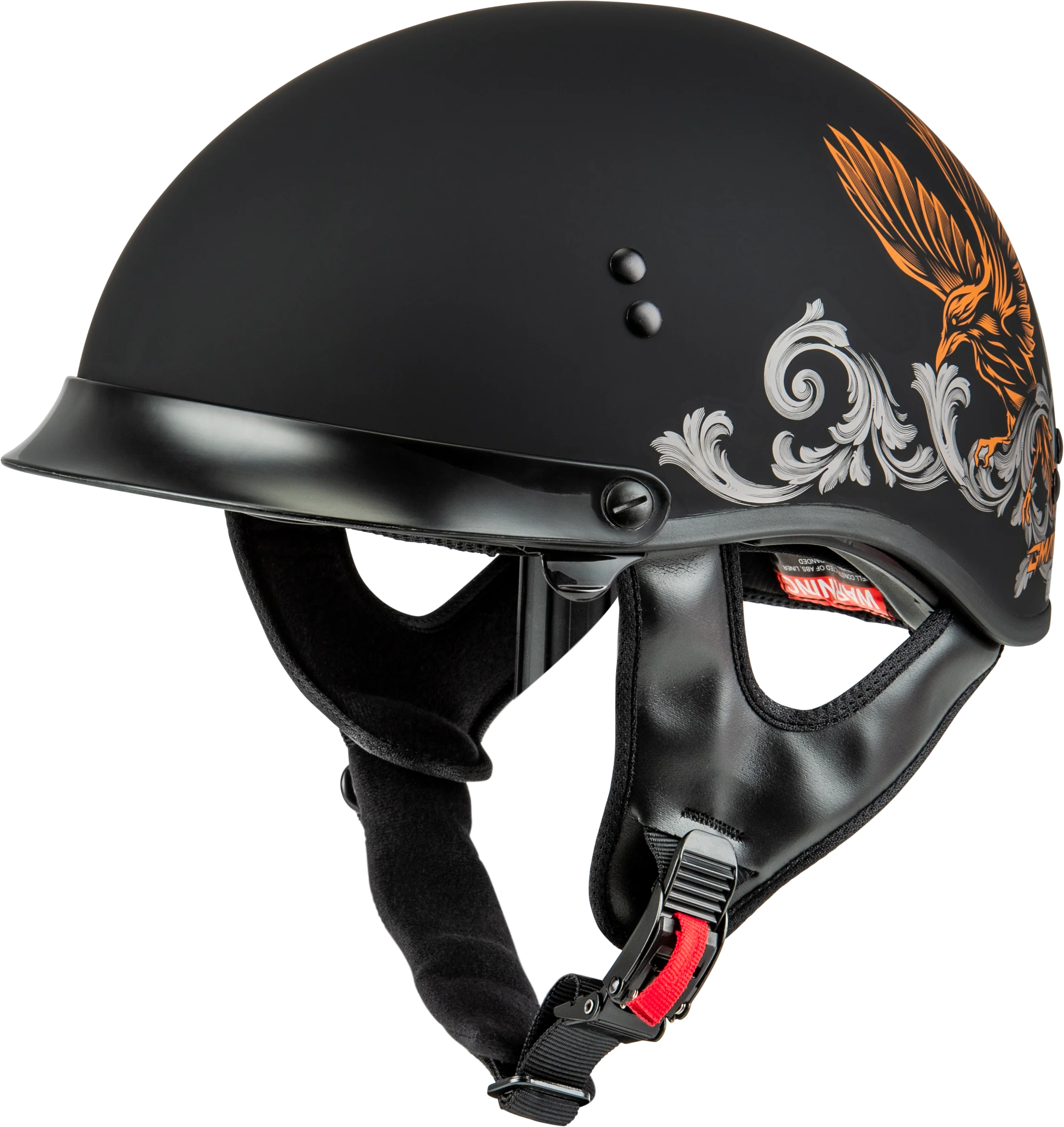 Hh-65 Corvus Helmet W/Peak Matte Black/Silver/Orange 2x