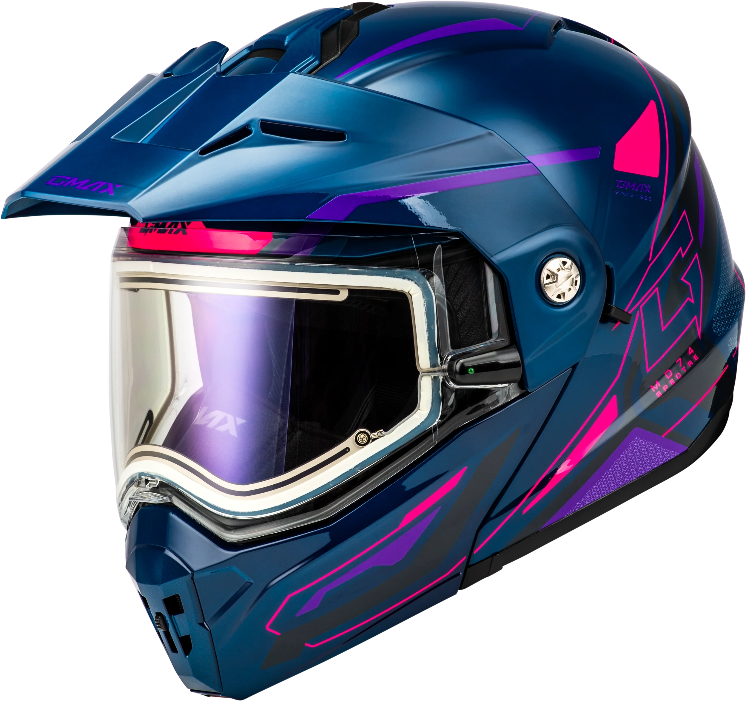 Md-74s Spectre Snow Helmet W/ Elec Shld Blue/Pink/Purple Md