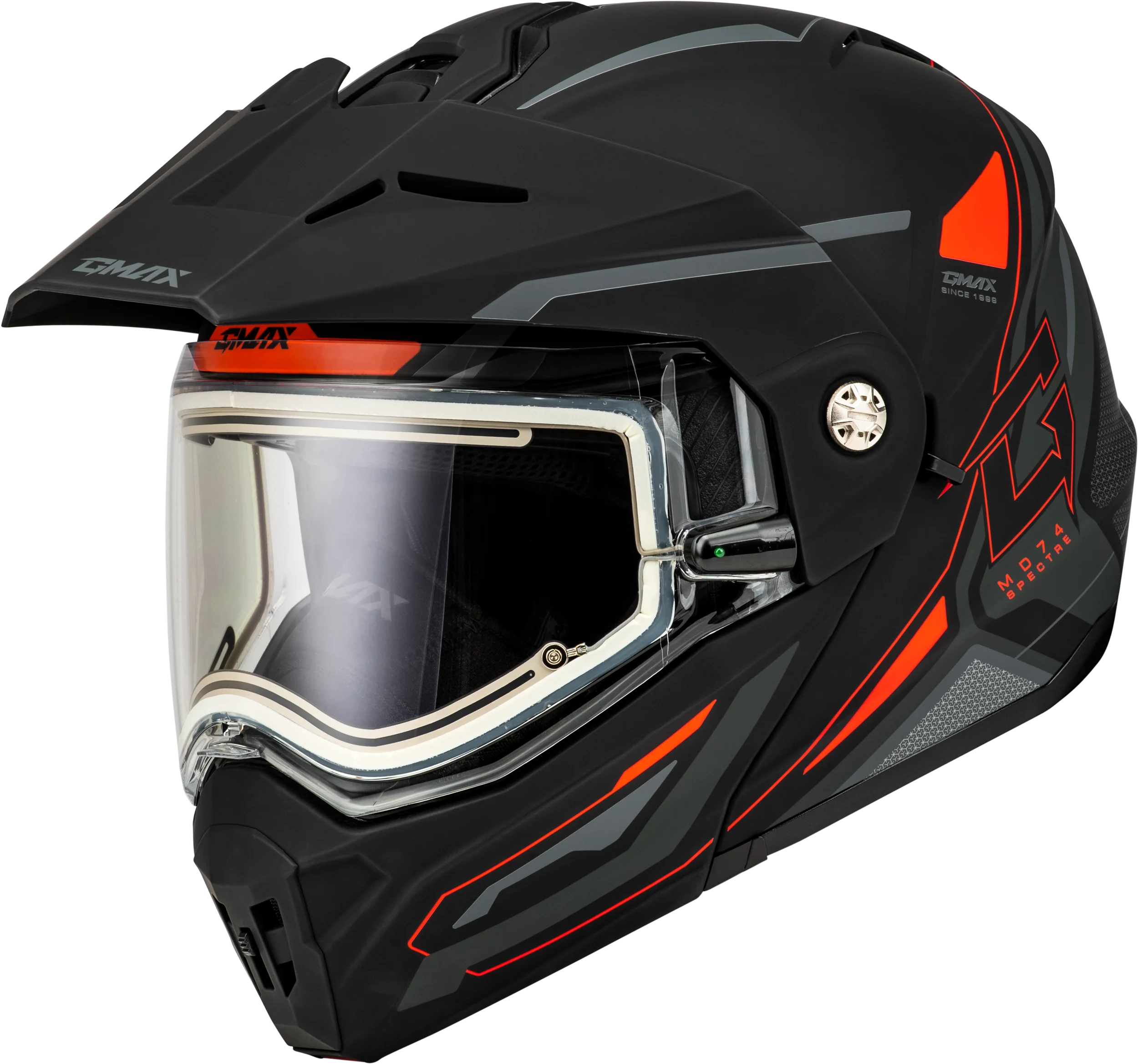 Md-74s Spectre Snow Helmet W/ Elec Shield Matte Black/Red 2x