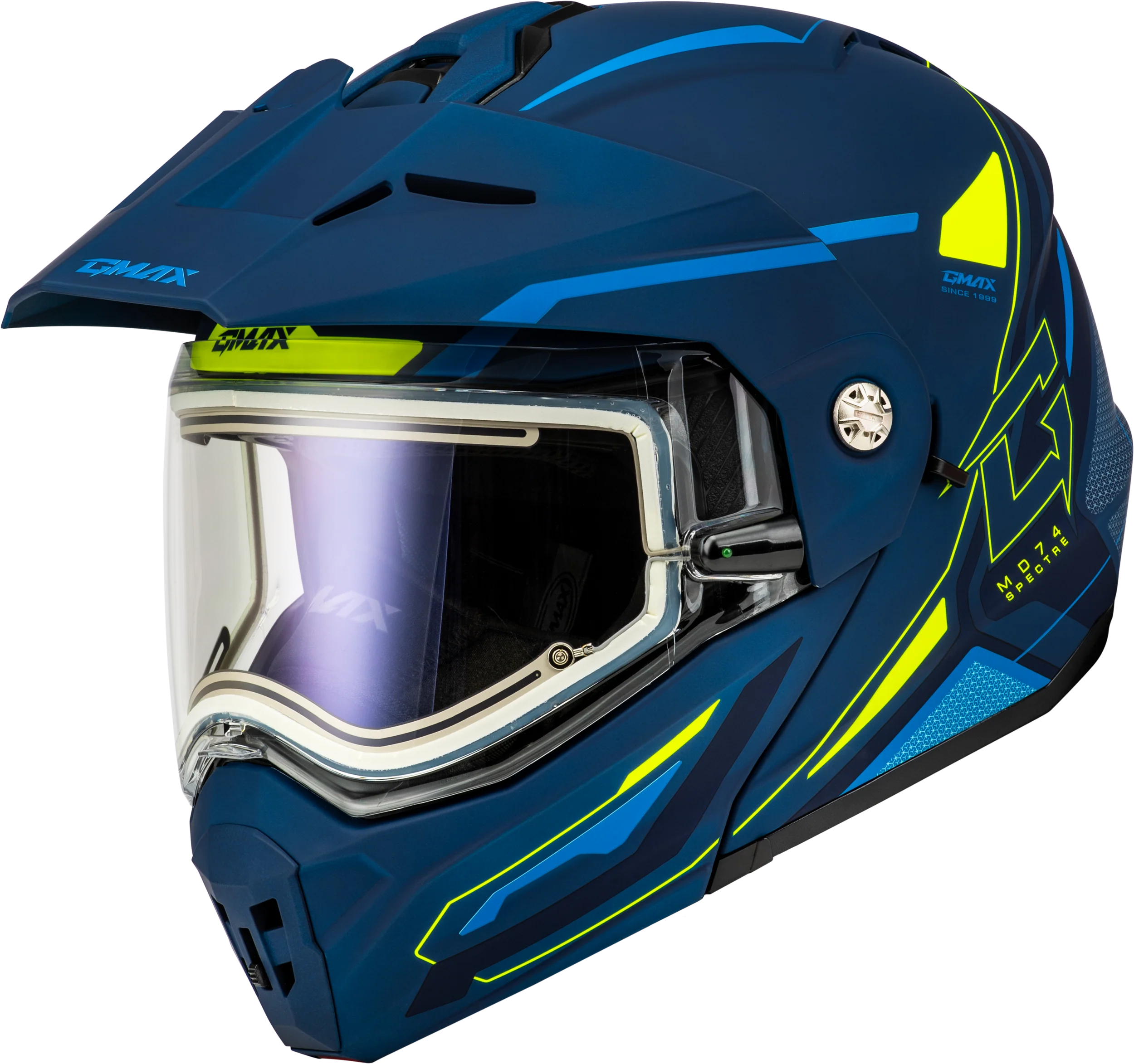 Md-74s Spectre Snow Helmet W/ Elec Shield Matte Blue/Grn 2x