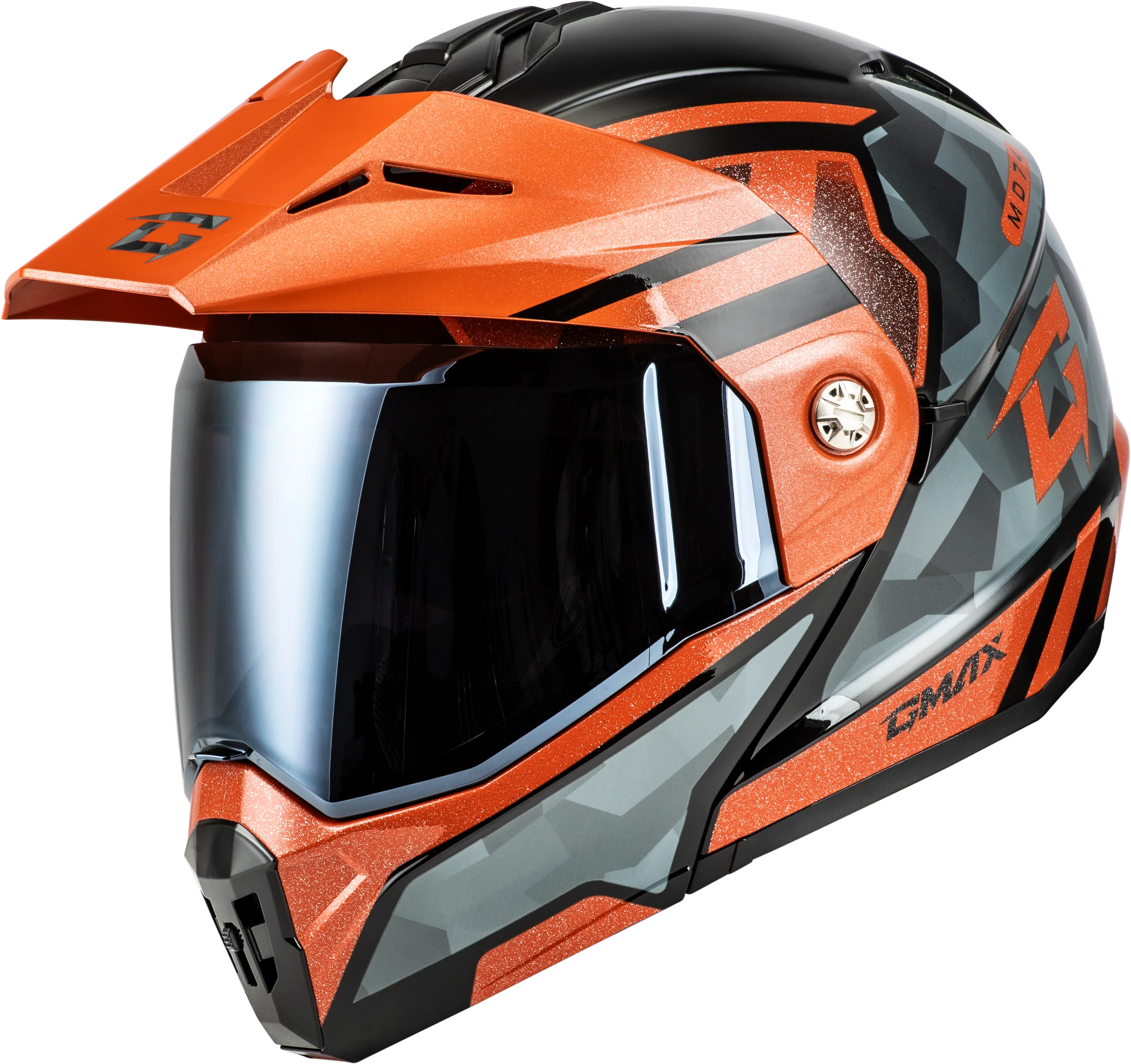 Md-74 Striker Modular Helmet W Smk Shield Blk/Gry/Or Mtlc 2x