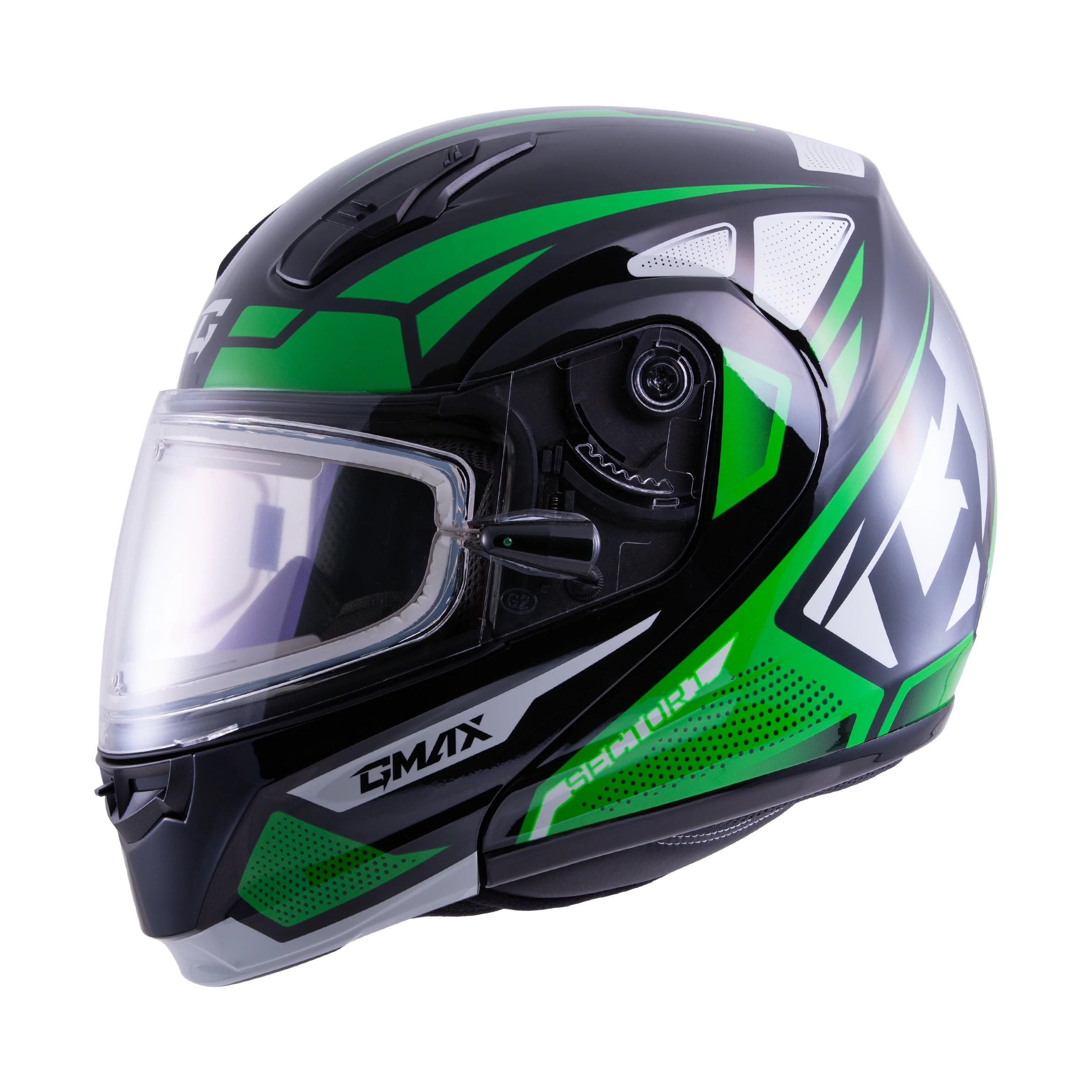 Md-04s Sector Snow Helmet W/ Elec Shield Blk/Green/Wht Sm