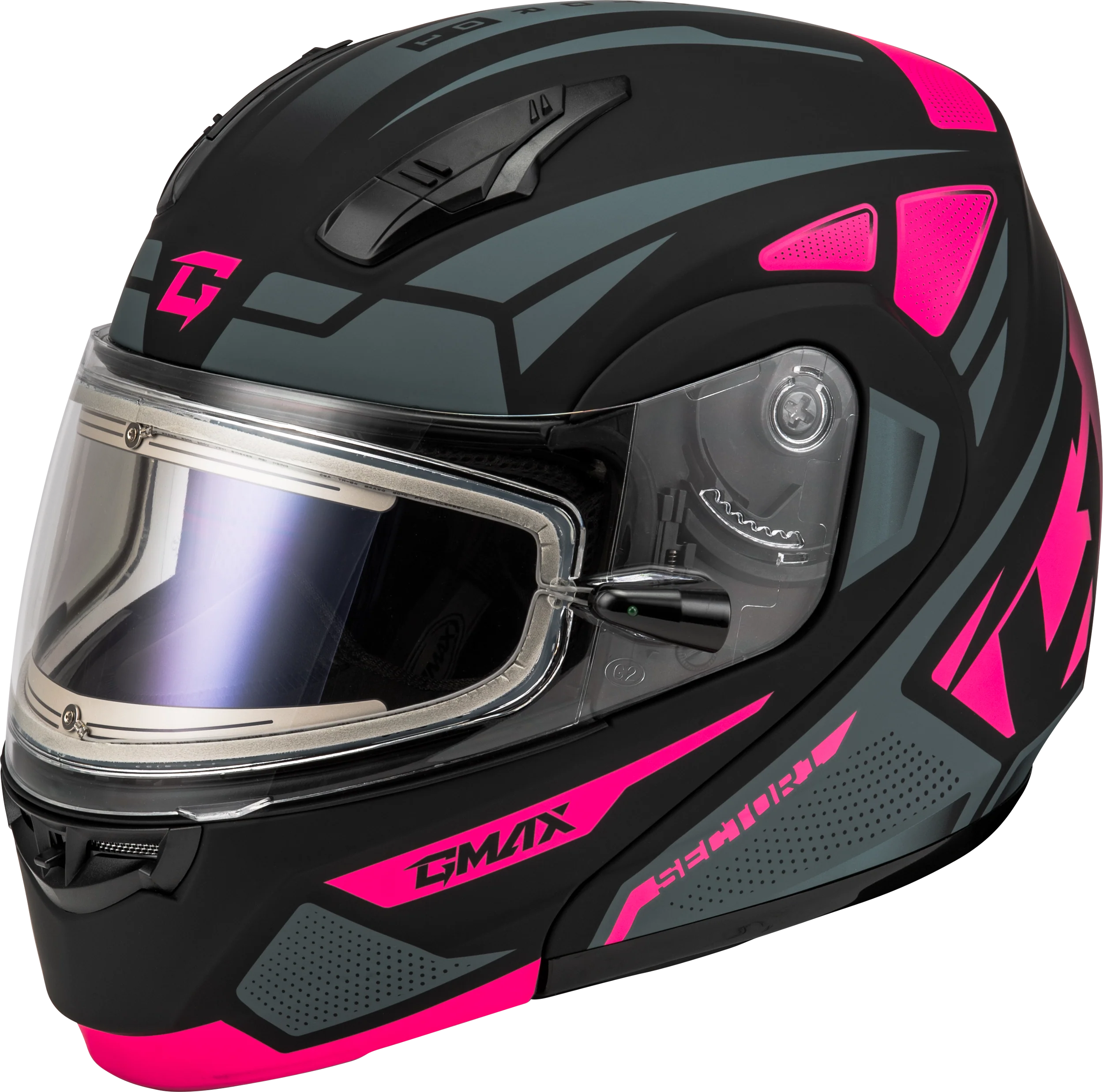 Md-04s Sector Snow Helmet W/ Elec Shield Matte Black/Pink 3