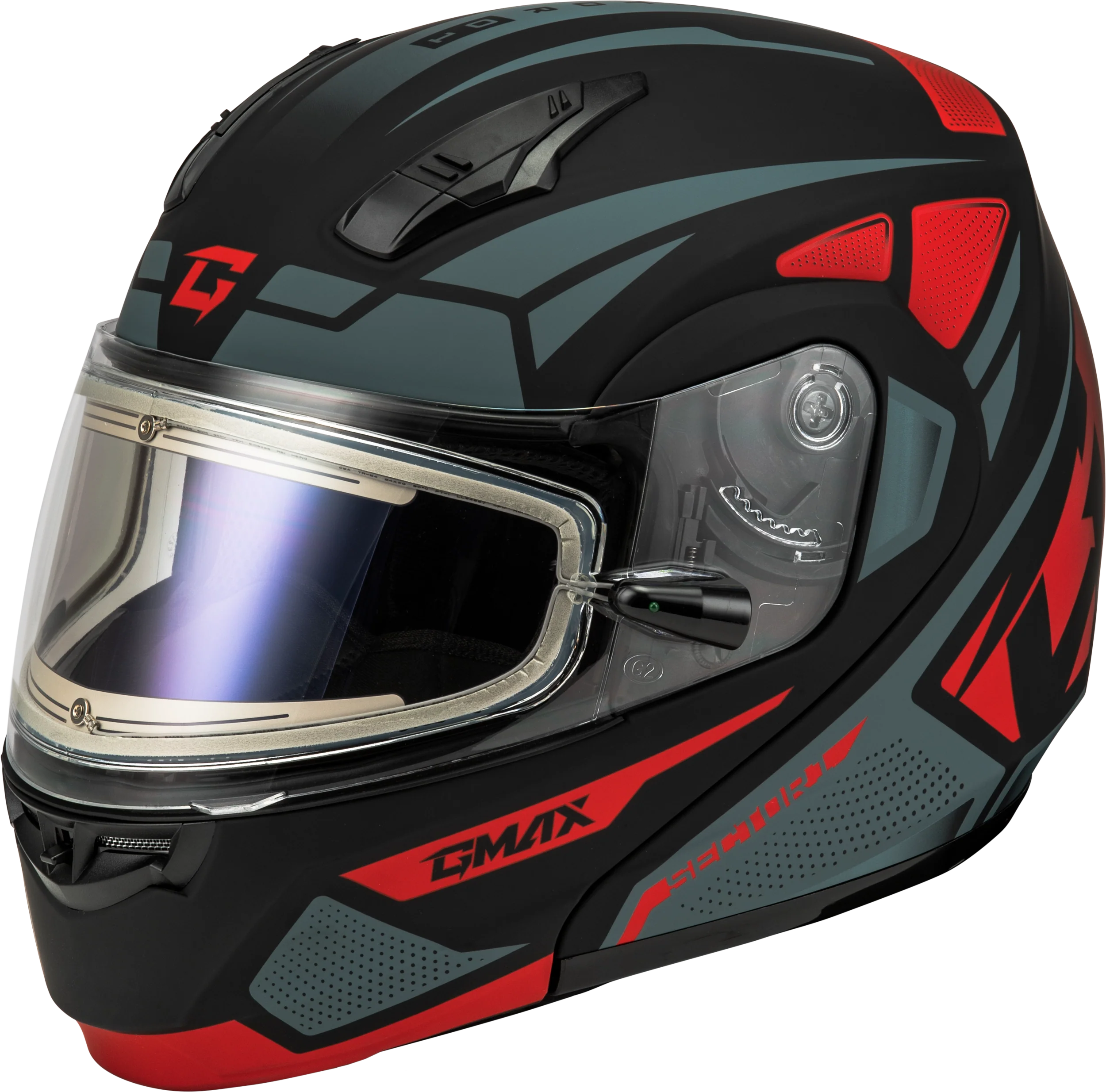 Md-04s Sector Snow Helmet W/ Elec Shield Matte Black/Red 3x