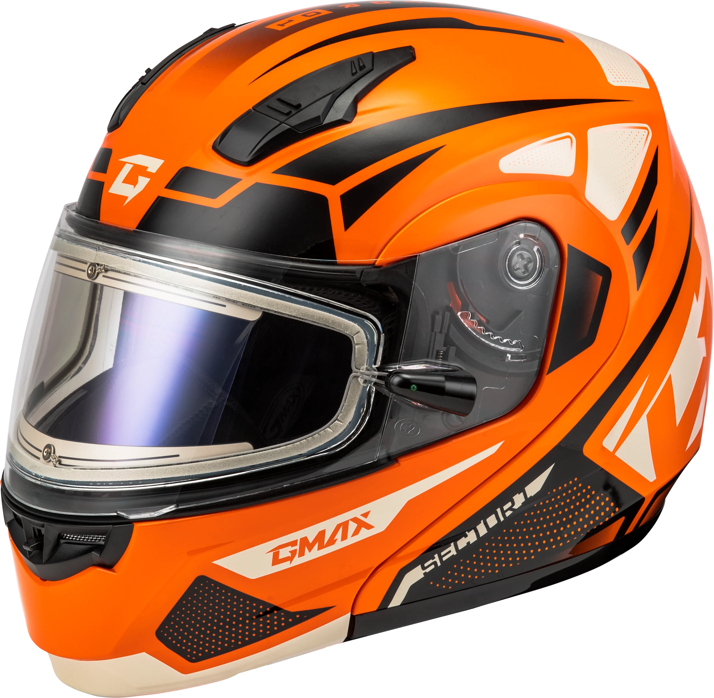 Md-04s Sector Snow Helmet W/ Electric Shield Orange/Blk 2x