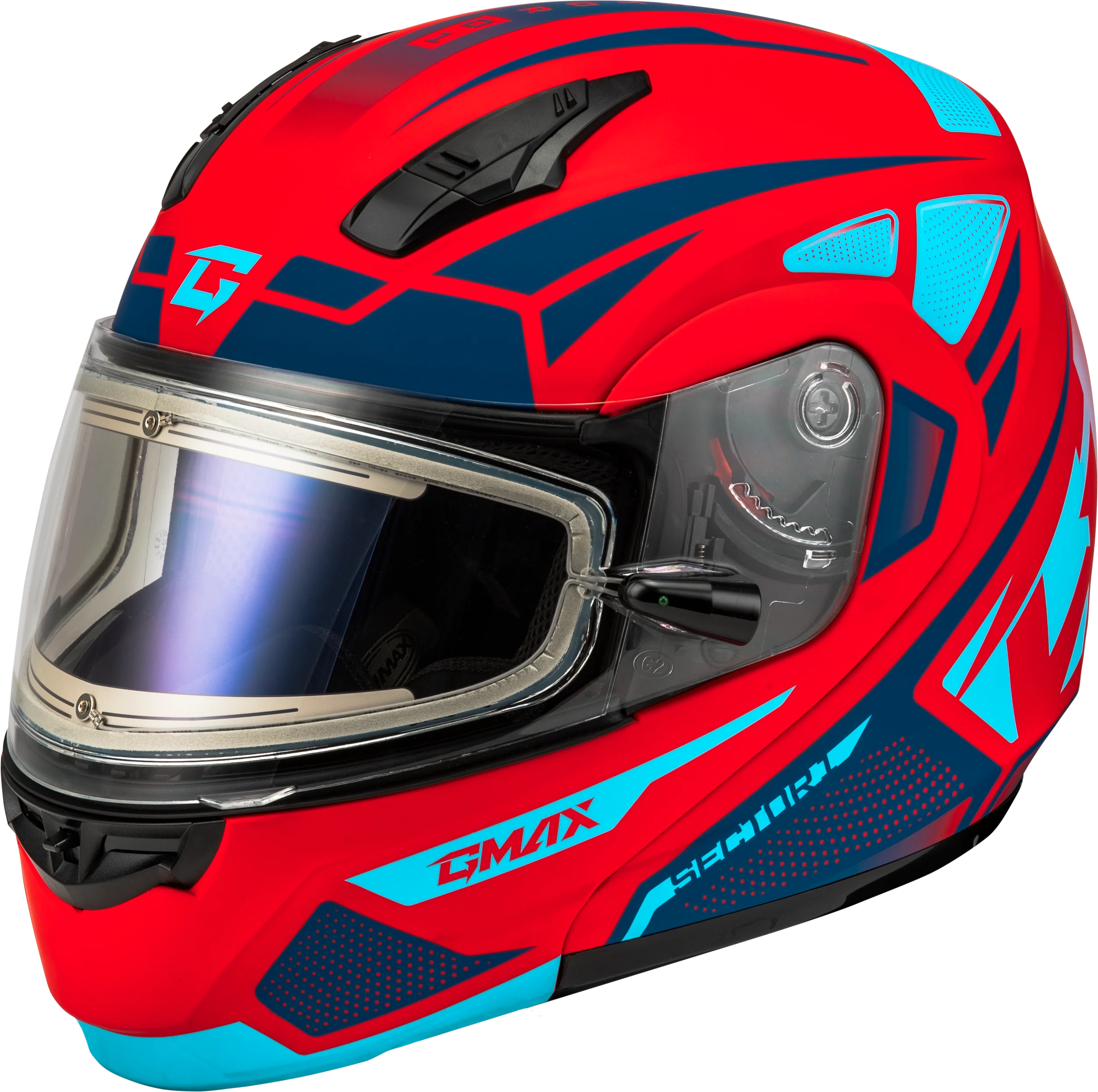 Md-04s Sector Snow Helmet W/ Elec Shield Matte Red/Blue 3x
