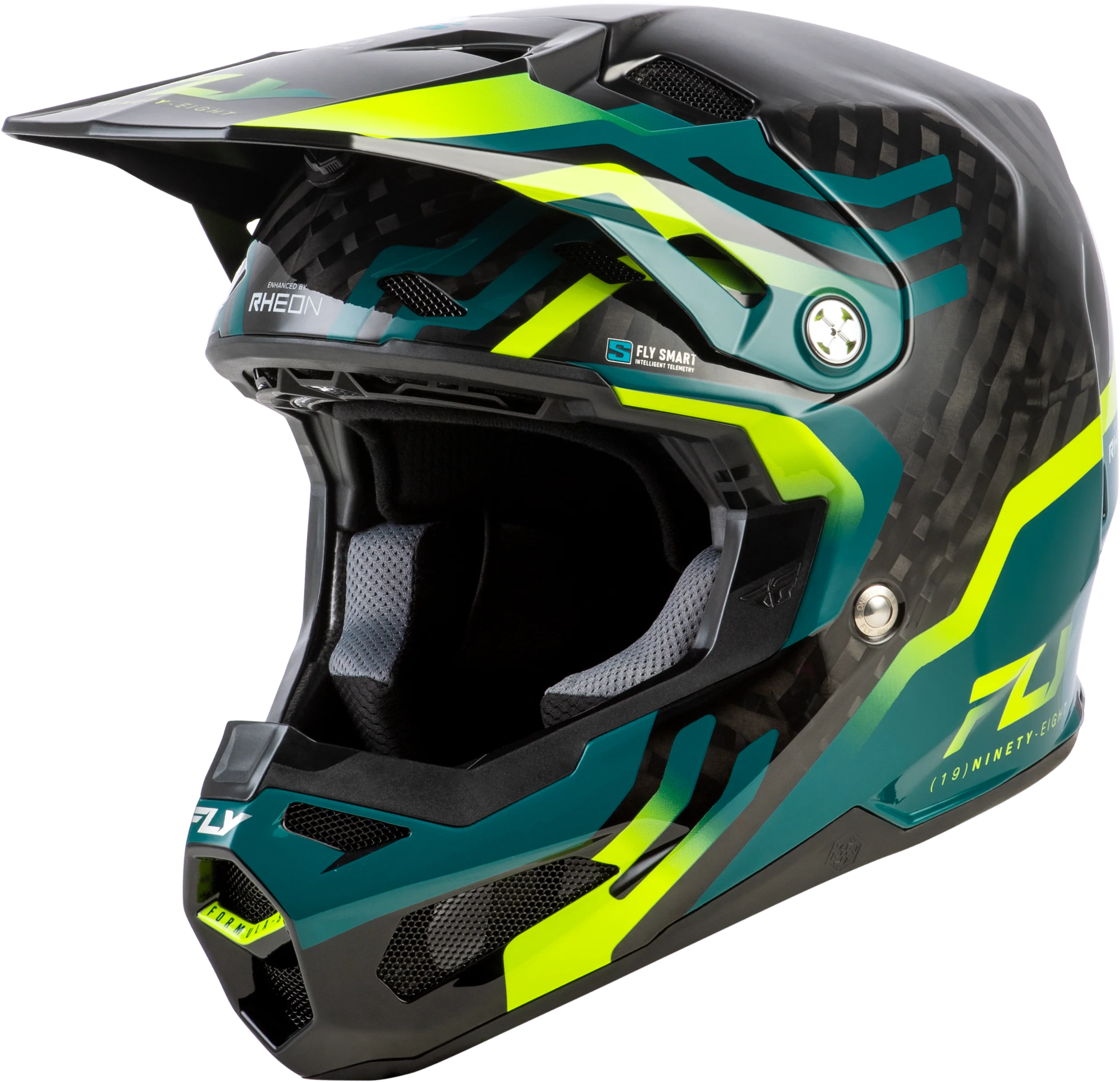 Formula S Carbon Byte Helmet Black Carbon/Teal/Lime Lg
