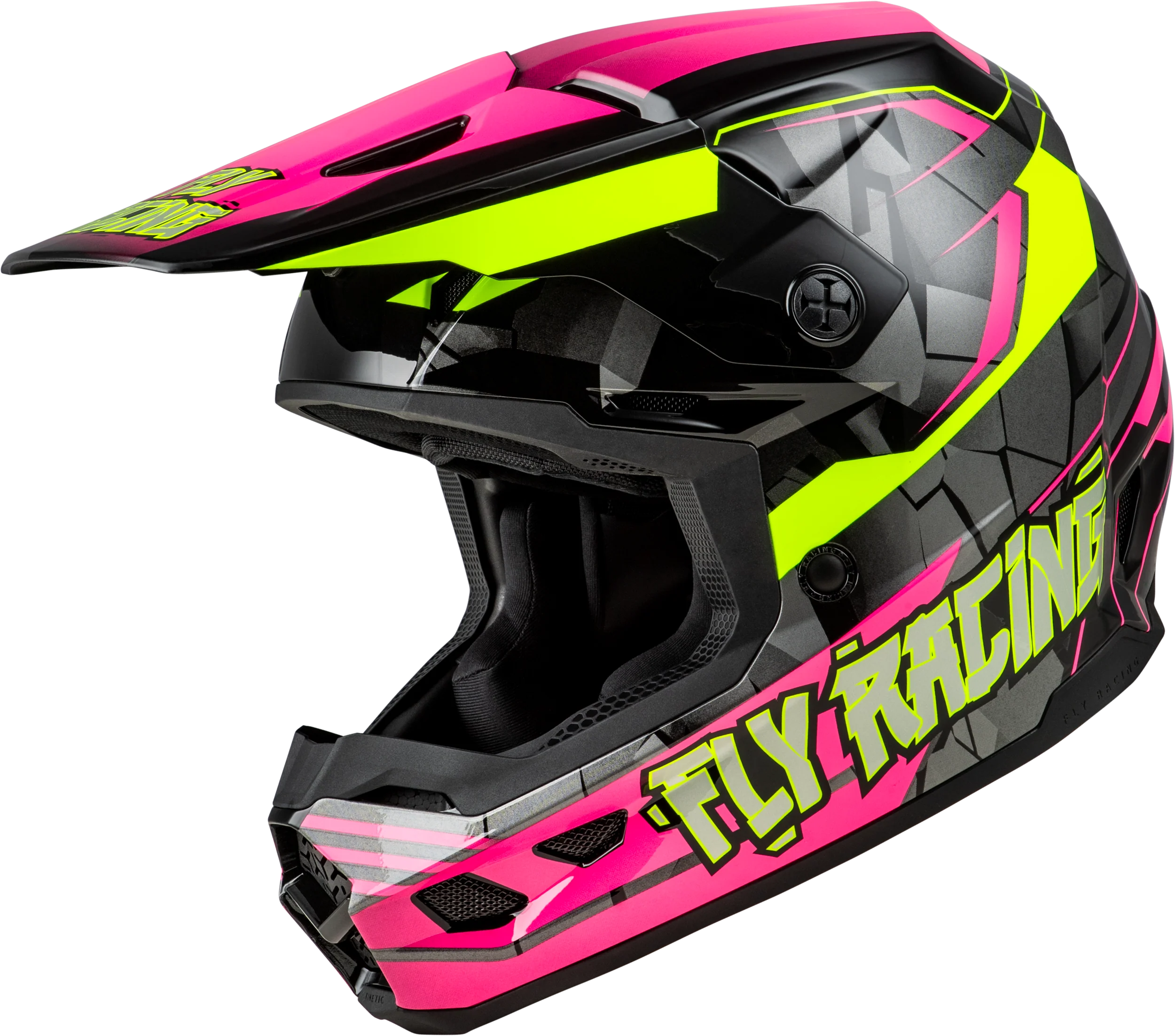 Youth Kinetic Scorched Helmet Neon Pink/Hi-Vis/Black Ys