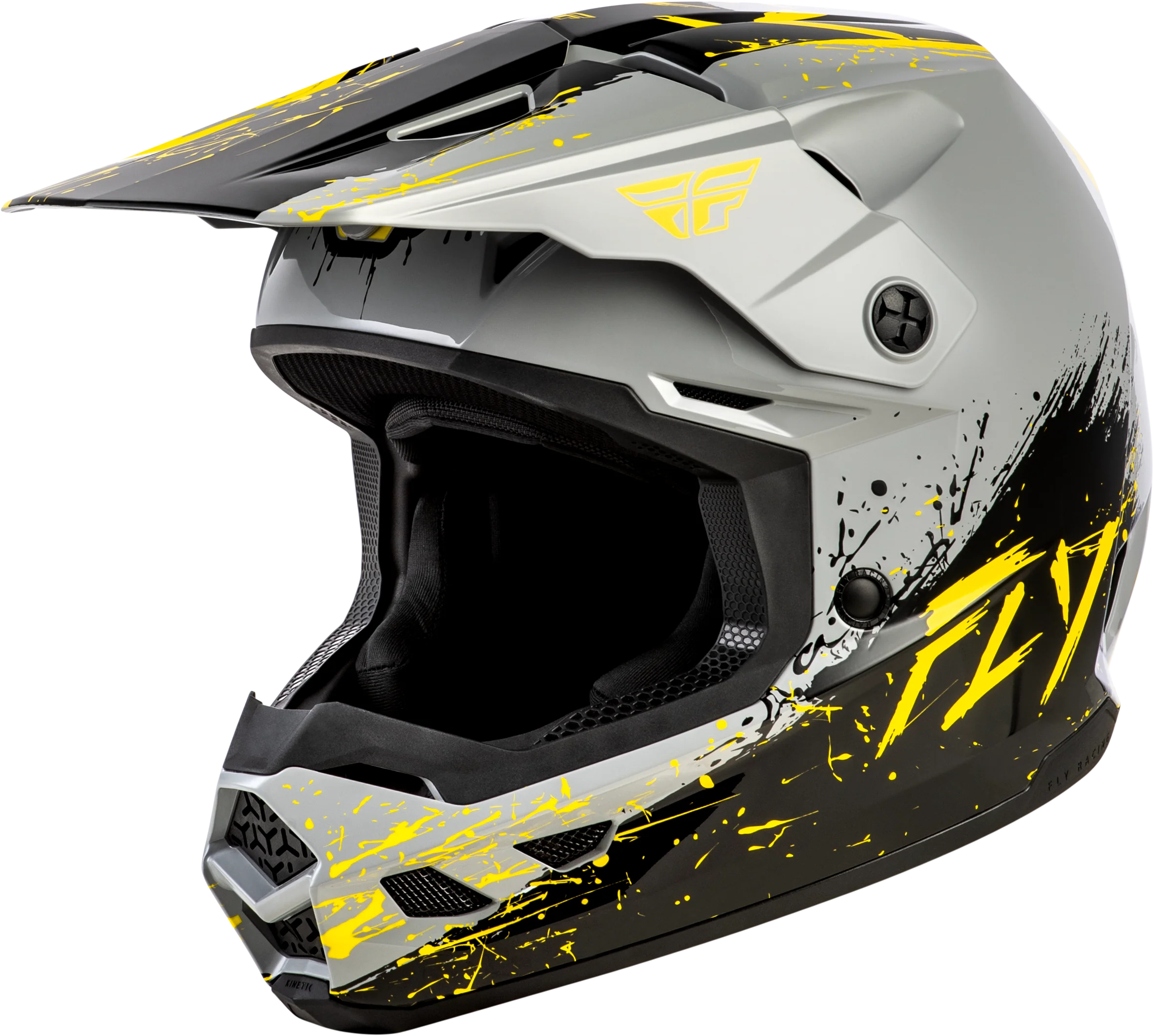 Youth Kinetic Drip Helmet Grey/Black/Yellow Yl