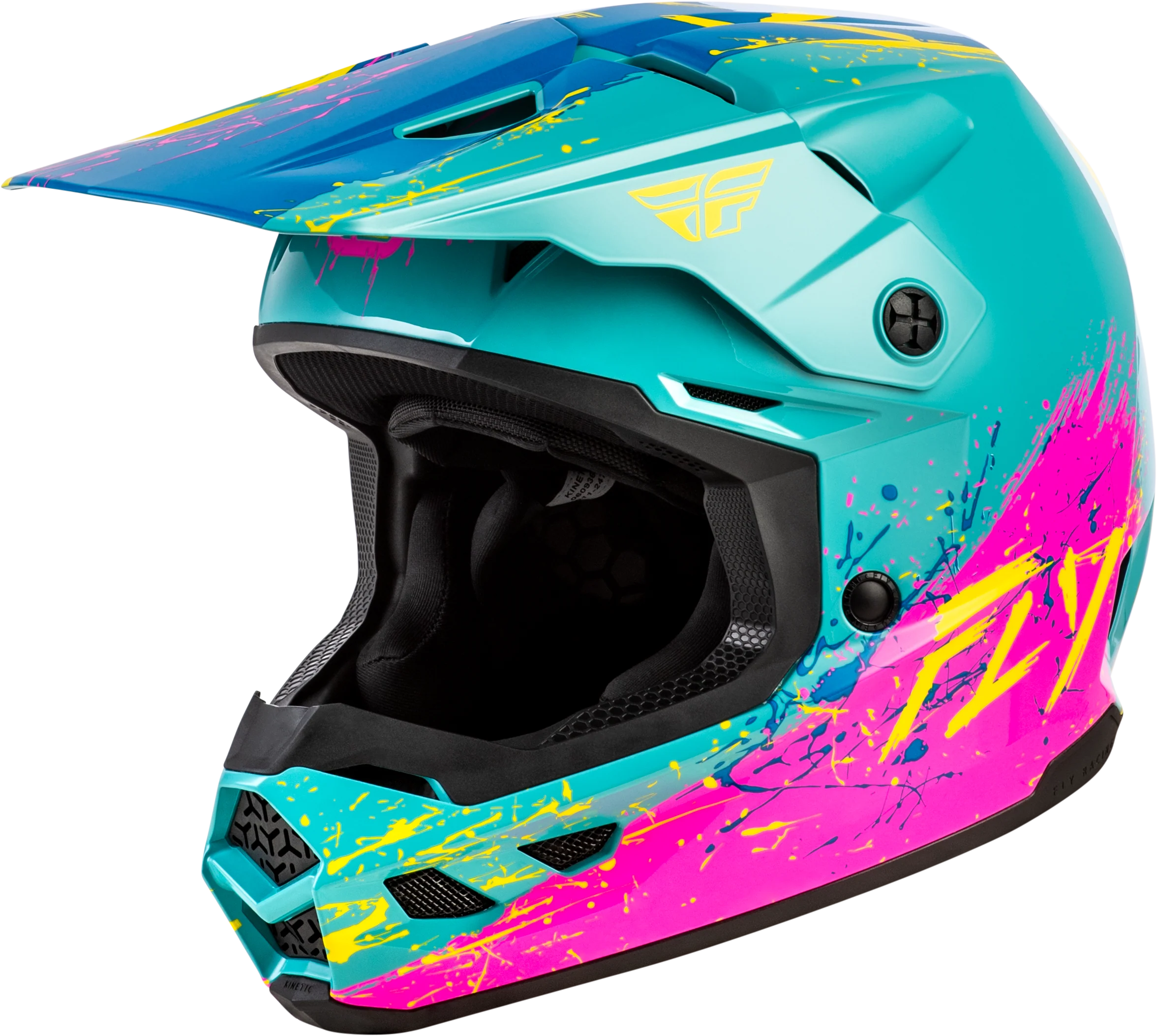 Youth Kinetic Drip Helmet Turquoise/Pink/Yellow Ym