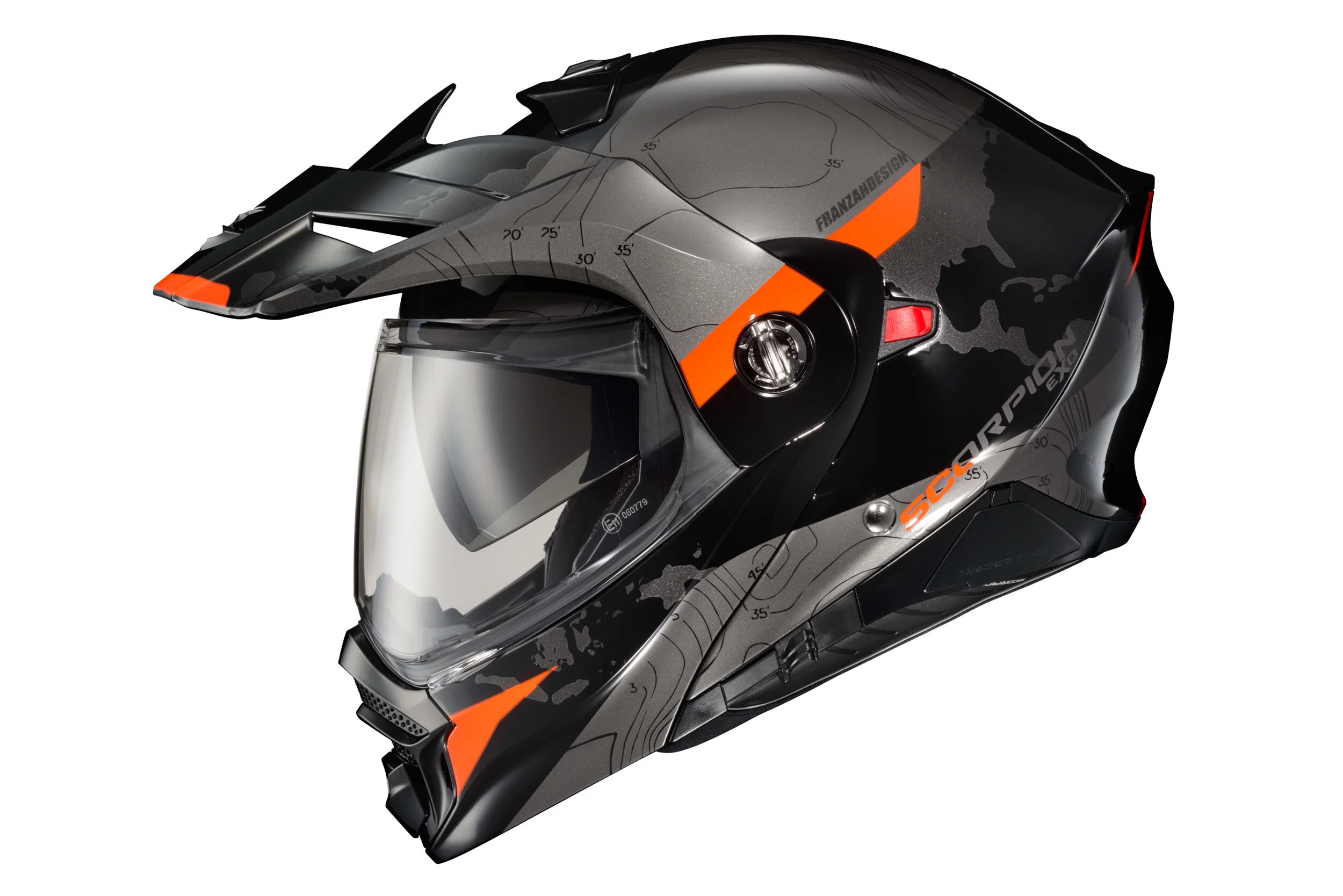 Exo-At960 Modular Helmet Topographic Black/Orange Md