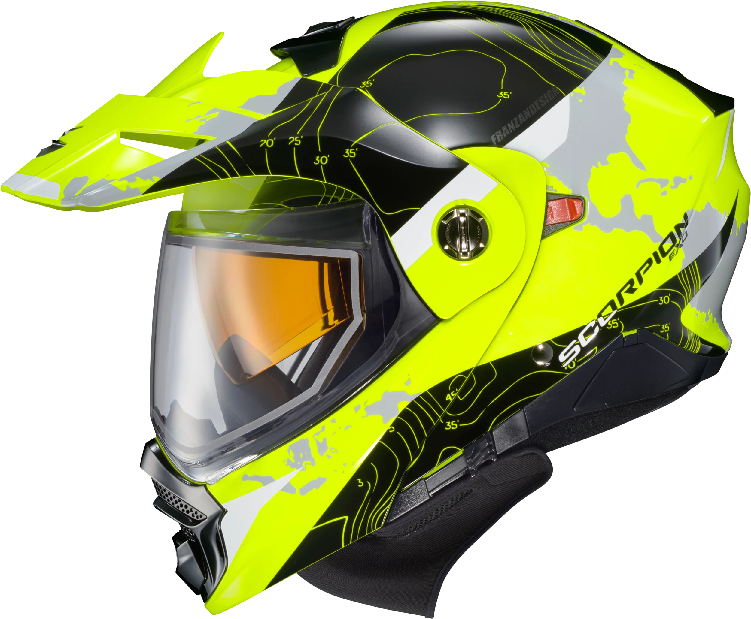 Exo-At960 Cold Weather Helmet Topographic Hi-Vis 3x (Dual)