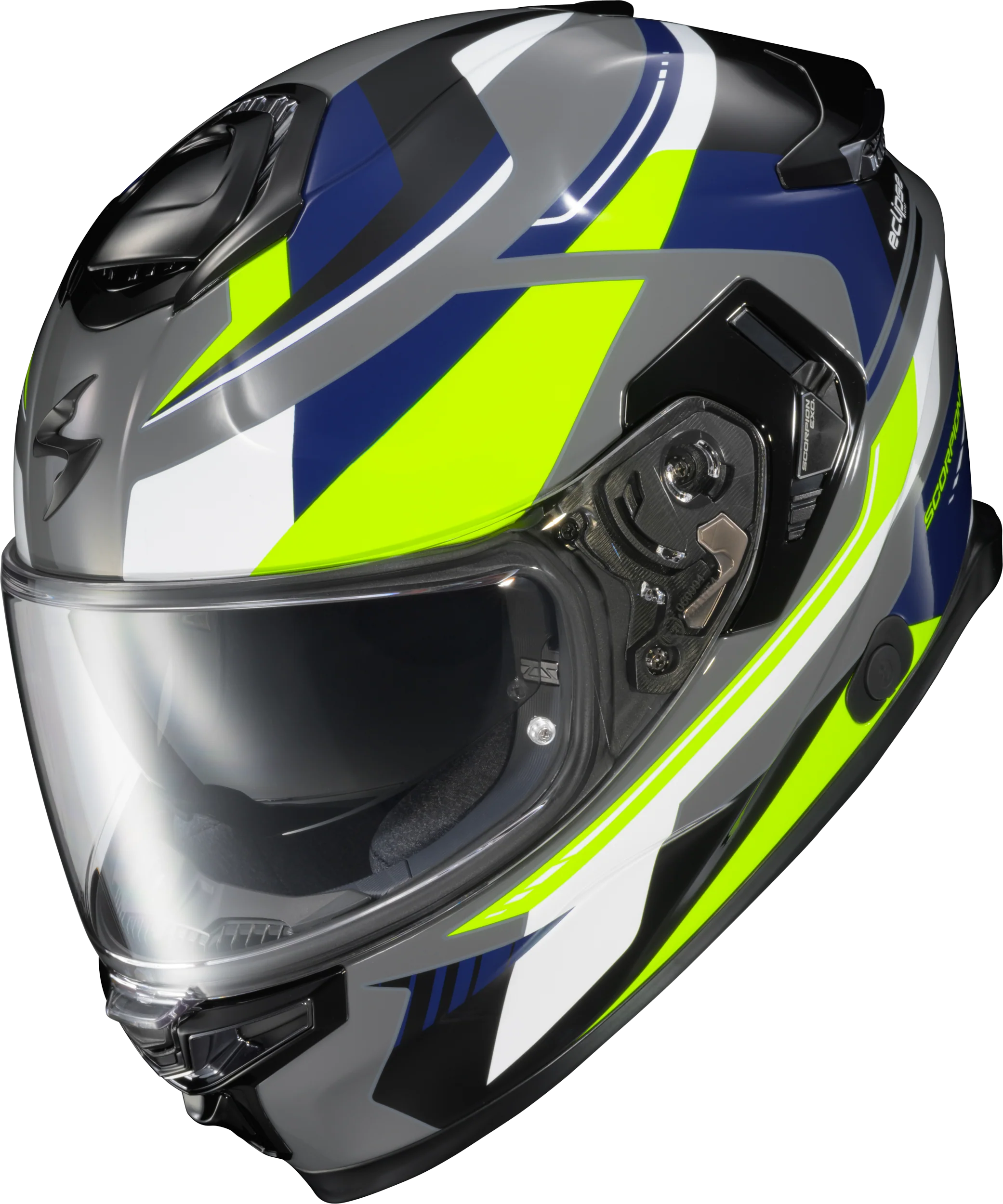Exo-Eclipse Full Face Helmet Lunar Grey/Hi-Vis/Blue Lg