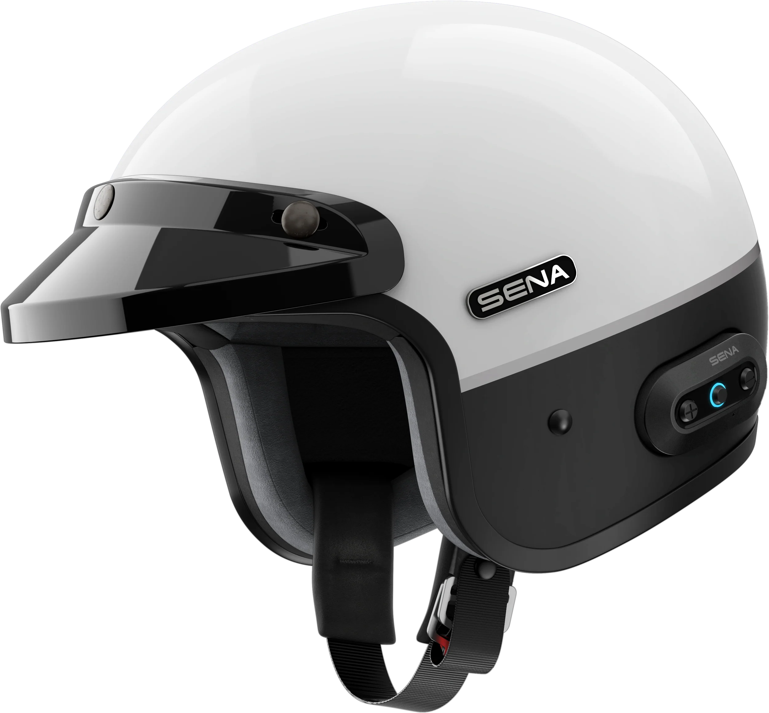 Surge Open Face Helmet W/Mesh Glossy White/Matte Black Sm