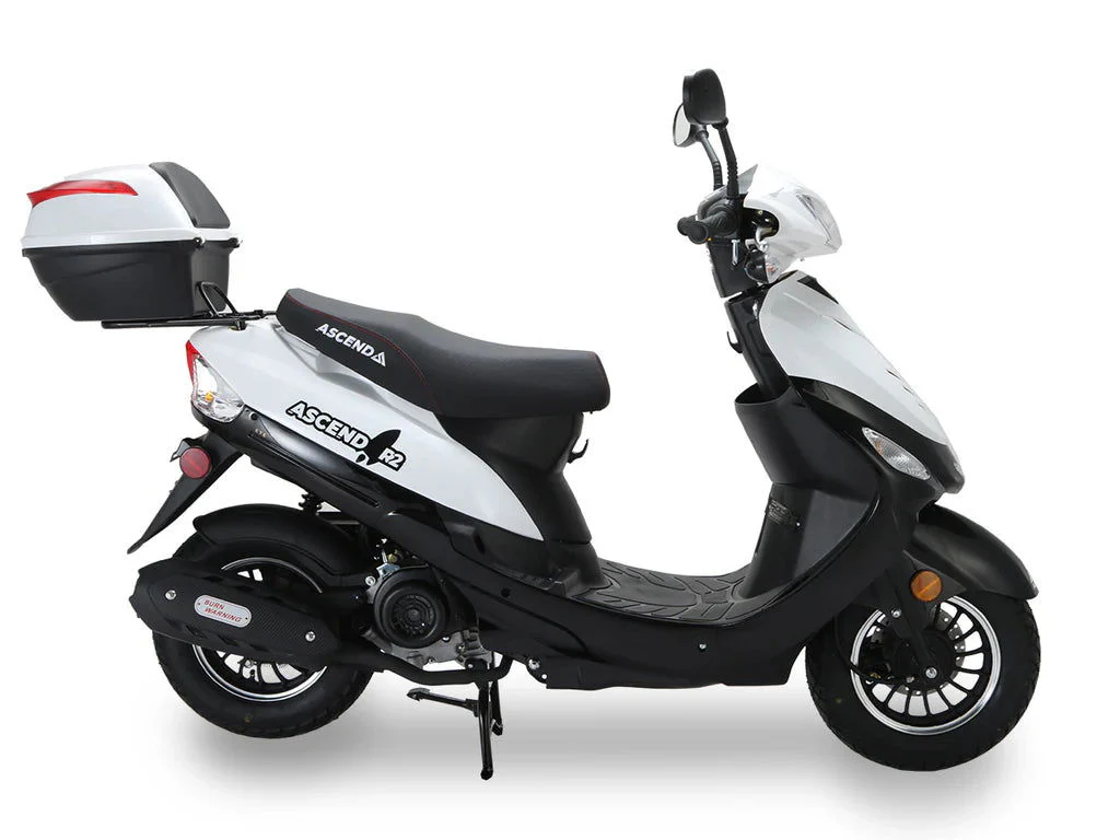 Ascend R-2 50cc Street Scooter, Automatic, Front Disc Brake, LED Headlight, Trunk Included, 50 State Legal - Image 3