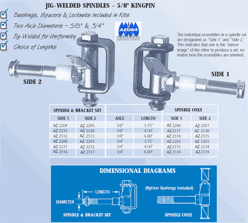 Go Kart Spindles, COMPLETE SELECTION - Image 2