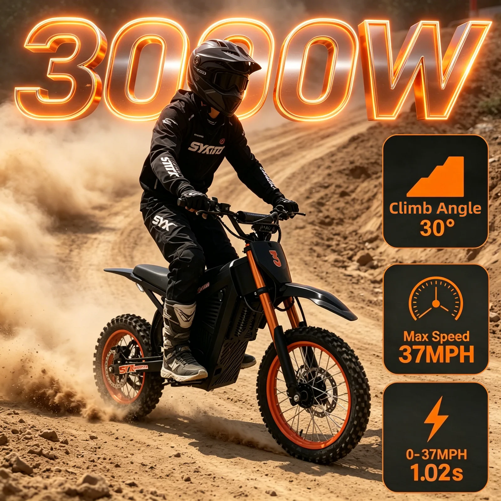 SYX MOTO ARC 3000W Peak Electric Dirt Bike | 48V Mid-Drive Off-Road Motorcycle - Image 7