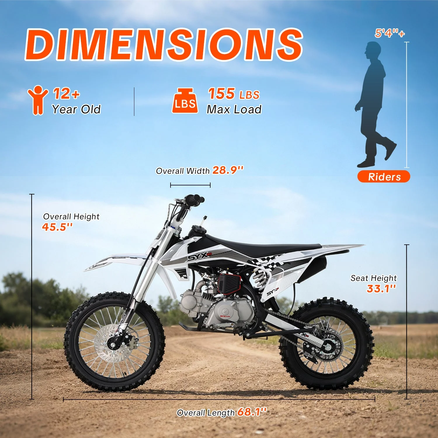 SYX MOTO K1 125cc Dirt Bike | 4-Stroke Off-Road Pit Bike for Teens & Adults - Image 6