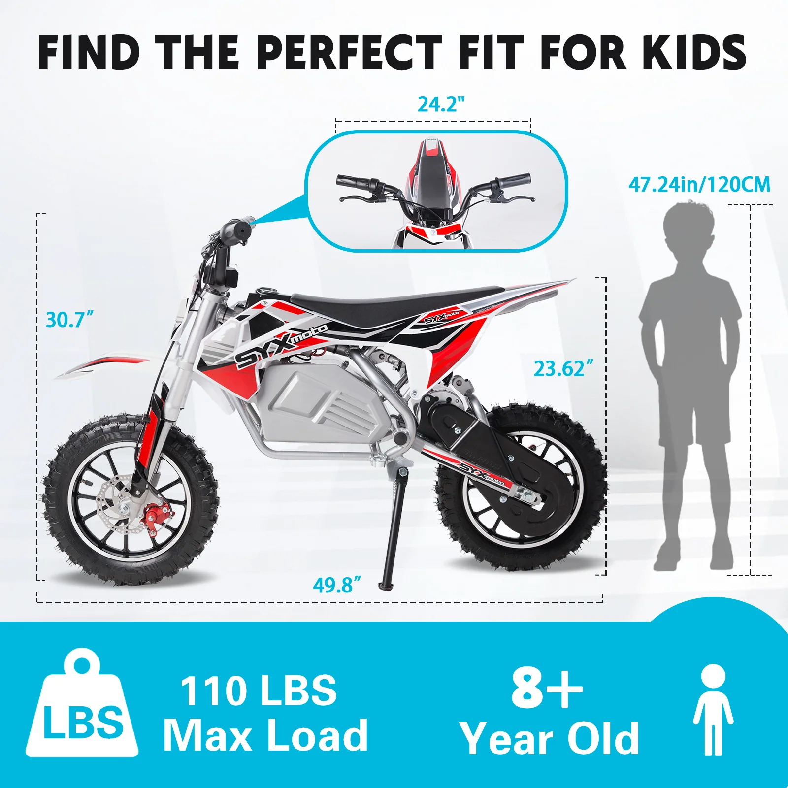 SYX MOTO KBE 500W Kids Electric Dirt Bike | 36V Mini Off-Road E-Bike for Beginners - Image 3