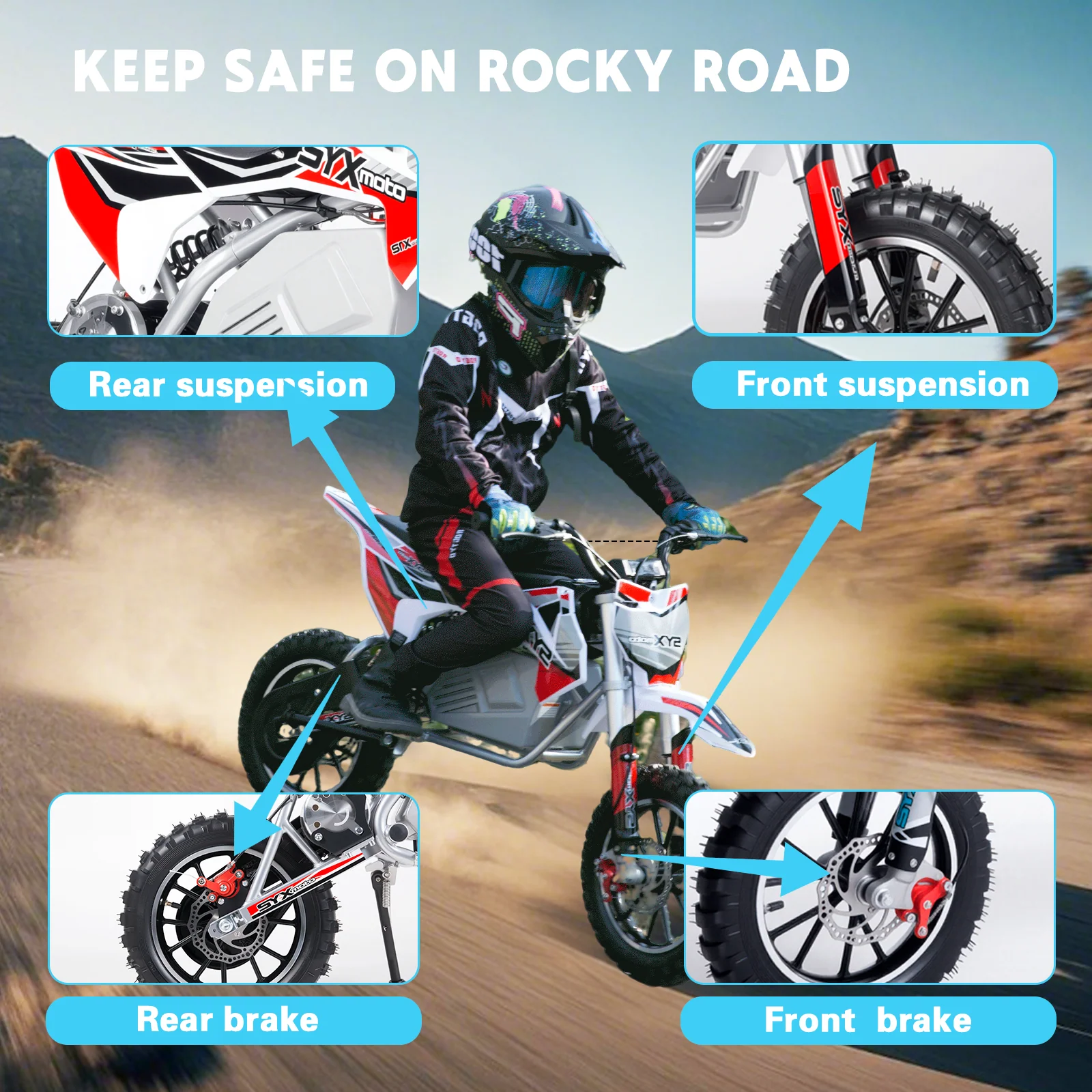 SYX MOTO KBE 500W Kids Electric Dirt Bike | 36V Mini Off-Road E-Bike for Beginners - Image 5
