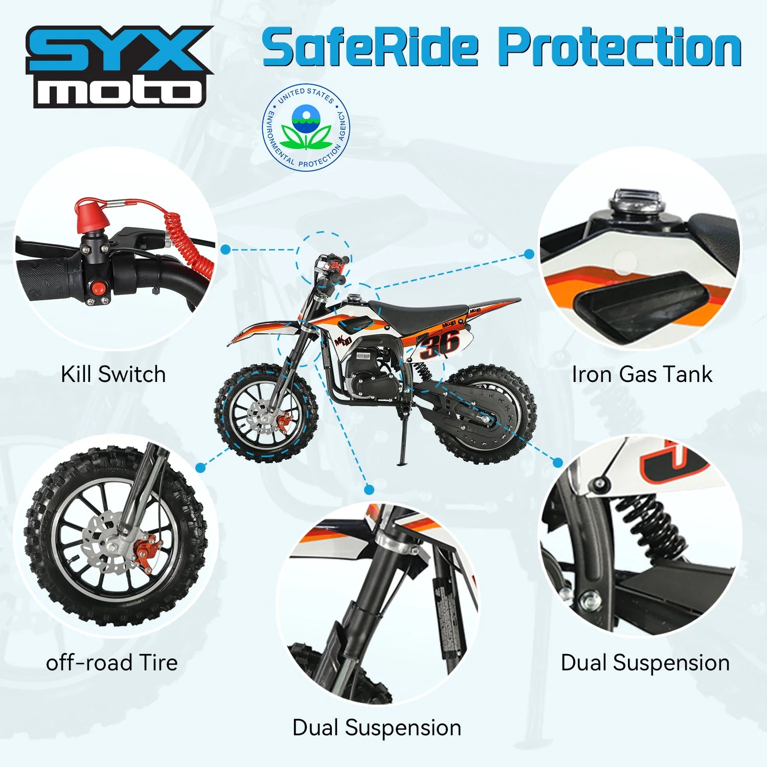 SYX MOTO MK 40cc 4-Stroke Kids Gas Mini Dirt Bike | Automatic Off-Road Pit Bike - Image 4