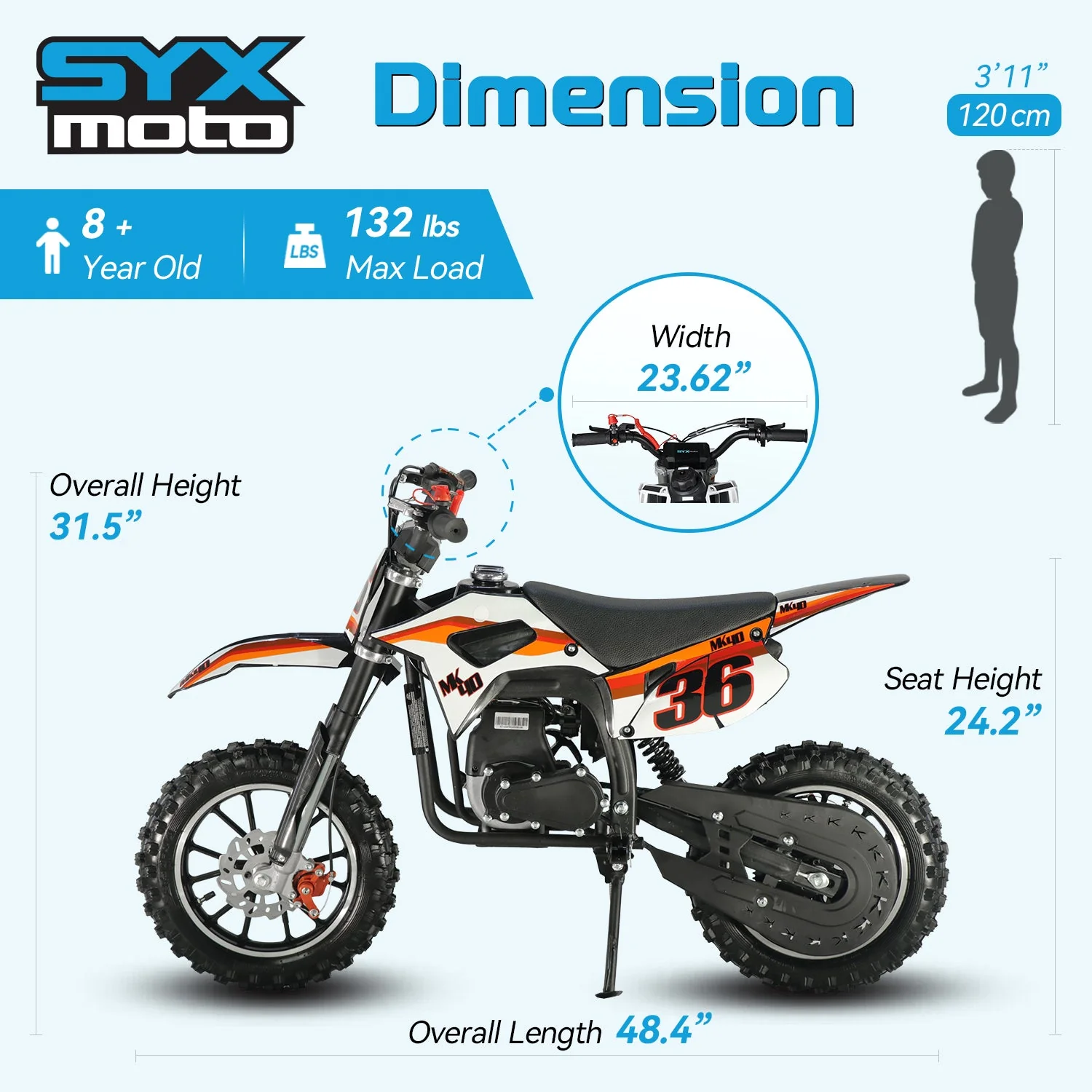 SYX MOTO MK 40cc 4-Stroke Kids Gas Mini Dirt Bike | Automatic Off-Road Pit Bike - Image 5