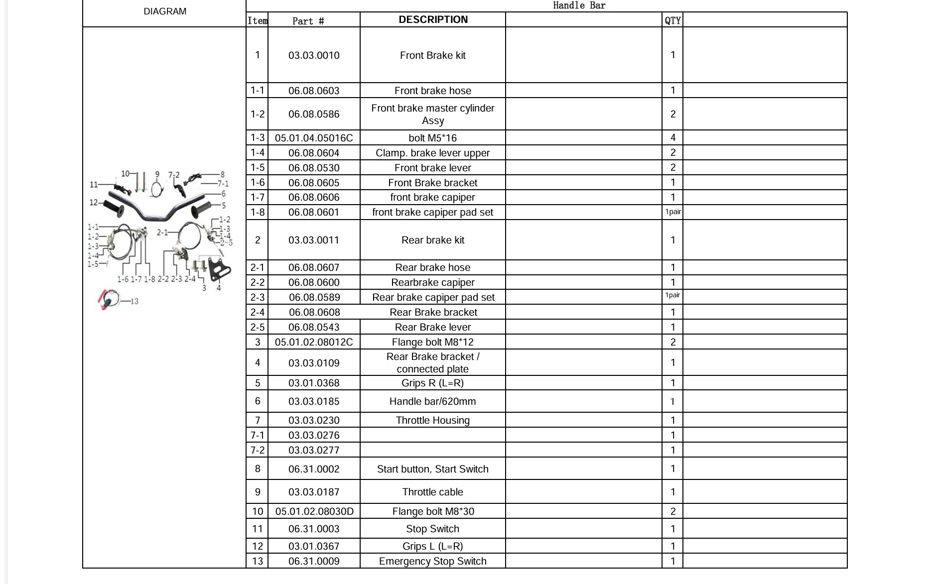 Front Brake Hose (06.08.0603) for TrailMaster 110cc Dirt Bike - Image 2
