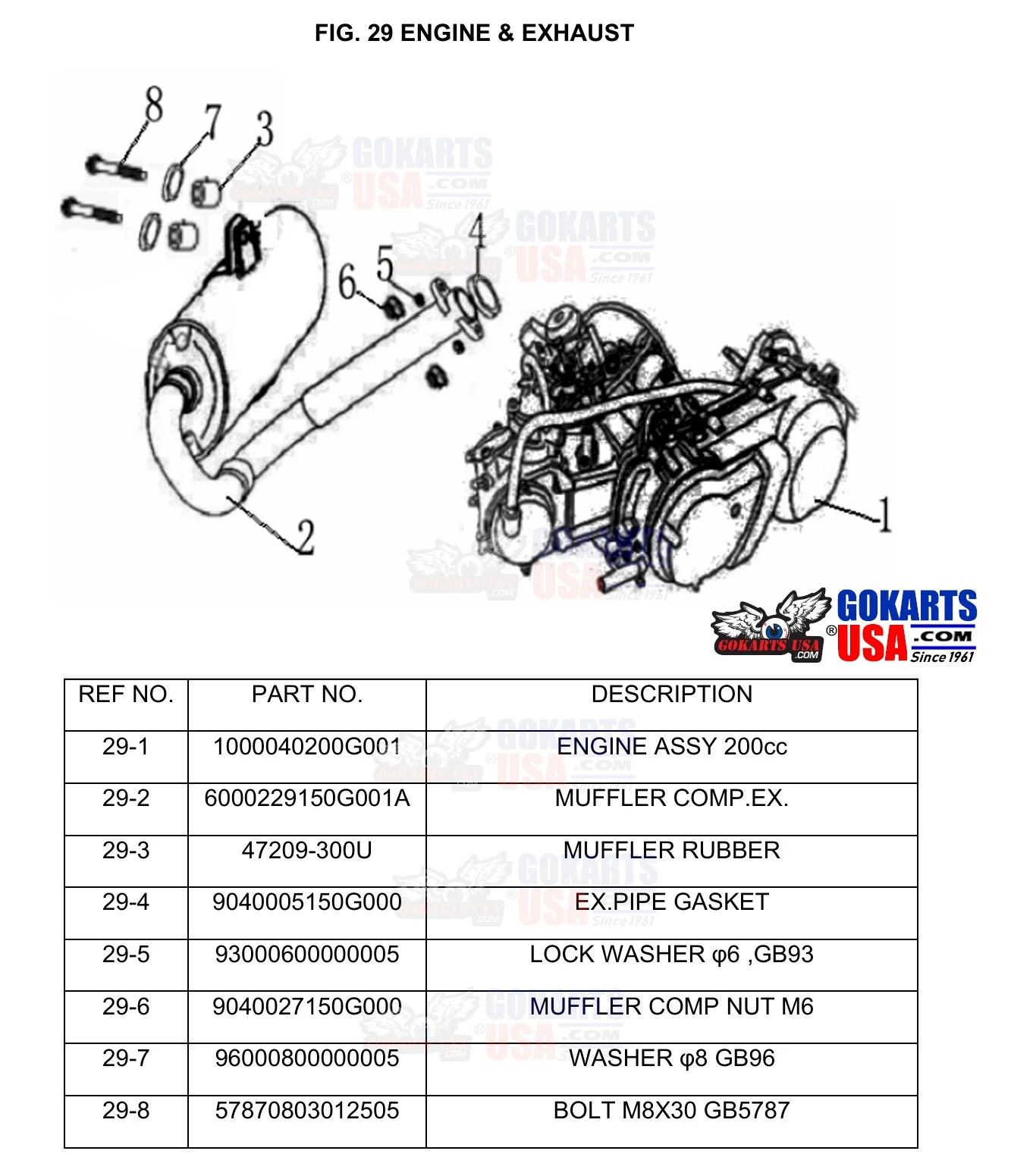 REF 29-1: 200 EFI ENGINE ASSY (SHORT BLOCK - NO INTAKE OR EXHAUST, for TrailMaster Challenger 200 UTV Side-by-side (1000040200G001) - Image 3