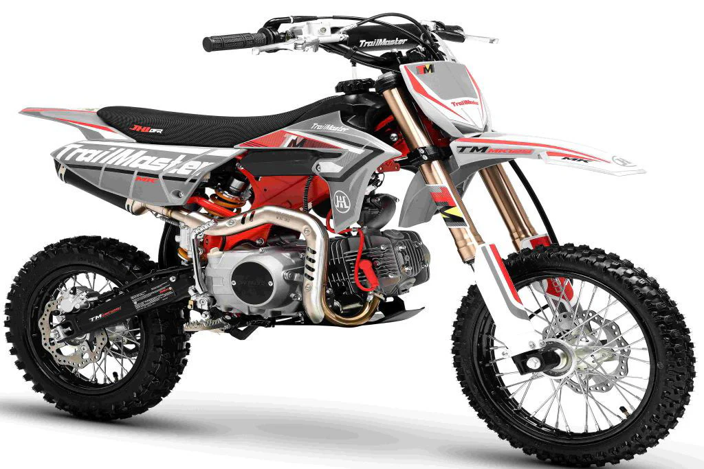 TrailMaster MK125S Pro Series Dirt Bike, 4-Speed Semi-Automatic, Electric Start, Dual Disc Brakes, (14/12) Wheels - Image 2